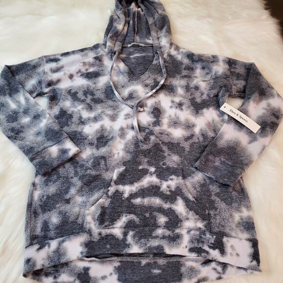 NWT MSRP $55 Theo & Spence Small Tie Dye V-Neck Hoodie - Picture 3 of 8